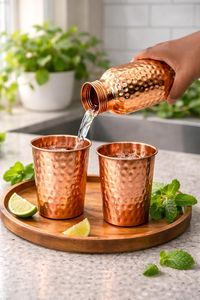 Spiritual wellness copper water bottle for energy balance pure copper reusable eco hydration bottle for <b>yoga</b> and meditation - Product Image 4