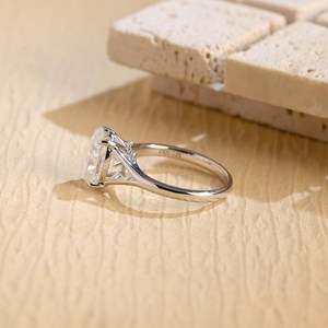 Split Shank 1Ct <b>Oval</b> Cut <b>Moissanite</b> Solitaire <b>Ring</b> 925 Silver With Rhodium Plated Anniversary Birthdays Charms Jewelry - Product Image 4