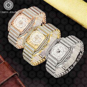 Charm_Jewells Luxury Men Stainless Steel <b>Watch</b> Round Case 43mm Analog Quartz Sapphire Crystal <b>Diamond</b> Bracelet Fashion - Product Image 5