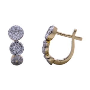 Pendientes de Aro con Diamantes de Corte Redondo, Oro Amarillo de 14 Quilates con Baño de Rodio, Elegante Accesorio para Bodas y Ocasiones Especiales - Product Image 1