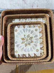 Plateau en rotin nacre de luxe, tissé à la main, pour la décoration intérieure et la présentation sur table, en provenance du Vietnam - Product Image 4