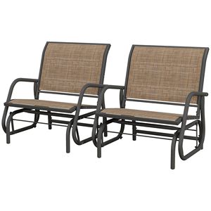 Set di 2 Sedie a Dondolo in Acciaio con Braccioli Curvi, Colore Marrone Misto, per Veranda, Giardino, Bordo Piscina, Balcone, Uso Esterno - Product Image 1