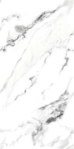 Azulejos de porcelana con efecto mármol blanco minimalista de 600x1200 mm con superficie brillante para pared interior de baño - Product Image 6