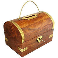 Tirelire carrée en bois de style indien pour enfants et adultes, avec logo personnalisé, design clé et vacances, 15x10x11cm, 300g, Fourniture d'usine