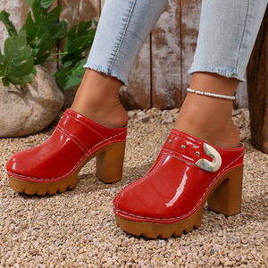 รองเท้าส้นเตารีดแบบสวมสำหรับผู้หญิง ปี 2026 สไตล์ยุโรปอเมริกัน ไซส์ใหญ่ รองเท้าส้นสูงแฟชั่น รองเท้าผู้หญิง - Product Image 2