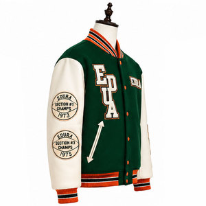 Veste universitaire en laine pour homme Ghost Dunks, verte et blanche, avec patch brodé, coupe-vent, écologique, respirante, col rond, streetwear - Product Image 5