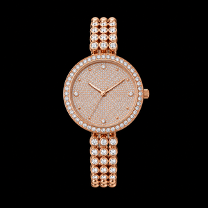 Montre de luxe pour femme avec diamants, cadran rond 30 mm, mouvement à quartz analogique, boîtier en cristal saphir, style « Iced Out » argenté - Product Image 1