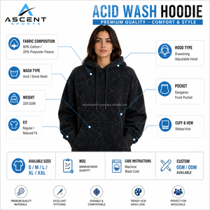 Sudadera con capucha para mujer, estilo vintage, lavado ácido, de algodón grueso, forro polar, OEM, ODM, marca privada, venta al por mayor, personalizada - Product Image 6