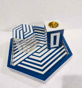 Accessoire d'encens luxueux fait à la main pour les célébrations du Ramadan et de l'Aïd, Layali Noor, brûleur à bakhoor en incrustation d'os et ensemble de pot en acrylique - Product Image 4