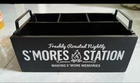 Kit de station à S'mores de luxe pour table avec organisateur, accessoires pour faire griller les guimauves et plateau de service