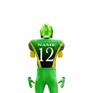 Men's american <b>football</b> uniform set with numbered v neck jersey curved contrast torso accents <b>and</b> fitted thigh pants - Product Image 4