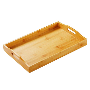 Wooden Serving Tray for Coffee <b>Table</b> Kitchen Dining Room <b>Rustic</b> Farmhouse Decorative Food Serving Platter with <b>Side</b> Handles - Product Image 2