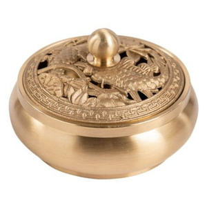 Indian Handmade Brass Incense <b>Burner</b> With Carved Floral Design Chinese Style Religious Use All-Season Decor - Product Image 1