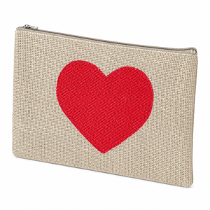 Pochette cosmétique en jute PP naturel avec fermeture éclair, applique cœur, 22x15 cm, logo personnalisé, sac de voyage pour maquillage et articles de toilette, vente en gros, OEM, marque privée - Product Image 5