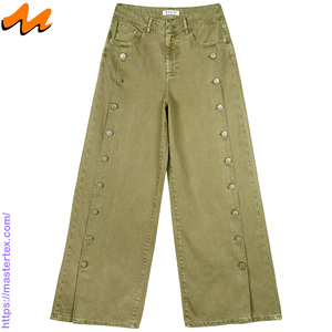 Vaqueros de mujer de pierna ancha, cintura alta, estampados, holgados, transpirables para todas las estaciones, 100% algodón, 8.55 oz - Product Image 2