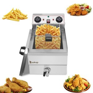 EH101V 8.5QT/8L Stainless Steel Single Tank Deep Fryer 12.5QT/11.8L Total Capacity 17" Faucet Electric Deep Fryer - Product Image 4