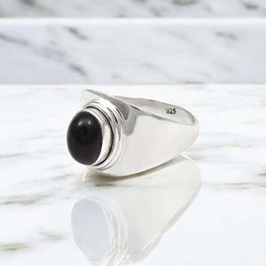 Natural Oval Cut Black Onyx Gemstone <b>Ring</b> Handmade 925 Sterling <b>Silver</b> Jewelry For <b>Men</b> And Women Birthstone Bohemian Jewelry - Product Image 1