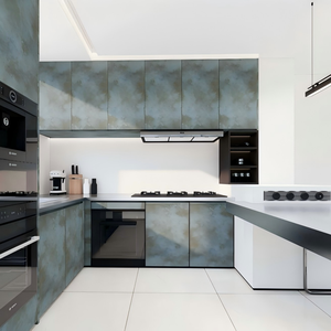 Meuble de cuisine moderne texturé en forme de L avec appareils électroménagers intégrés - Product Image 2