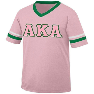 DESCUENTO Camiseta Deportiva Personalizada AKA Jersey, Color Rosa Claro, Cuello en V, Manga Corta, Ropa Deportiva Griega, Camiseta del Equipo AKA - Product Image 1