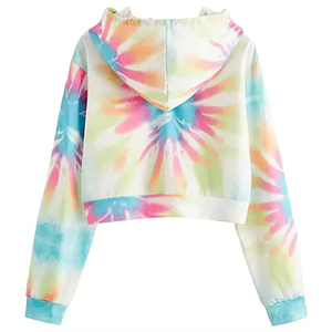 เสื้อฮู้ดผู้หญิงแบบมีฮู้ด ยี่ห้อ PUFFIN SPORTS ผลิตตามสั่ง (OEM) ลาย Tie Dye แขนยาว สวมใส่สบาย เหมาะสำหรับฤดูหนาว ผลิตจากผ้าถักโพลีเอสเตอร์ 100% ด้านหน้า - Product Image 2
