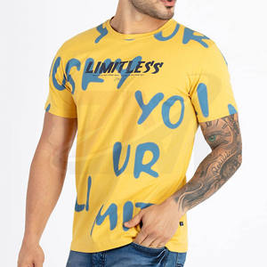 Camiseta de Secado Rápido para Hombre, Corte Ajustado Profesional, Color Amarillo, 100% Algodón, con Impresión Azul Personalizada - Product Image 3