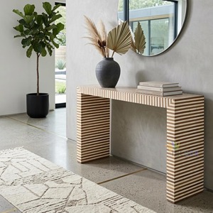 Console moderne en bois, forme rectangulaire, meuble d'intérieur, accent décoratif, armoire de rangement pour salon, design durable - Product Image 4