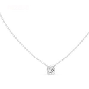 Magnifique pendentif solitaire en diamant rond à quatre griffes avec inscription, finition platine, serti de diamants brillants finition platine - Product Image 3