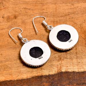 Boucles d'oreilles pendantes en pierre d'or bleue Starry Night, faites à la main en argent sterling, bijoux bohèmes en pierres précieuses, cadeau pour femme - Product Image 3