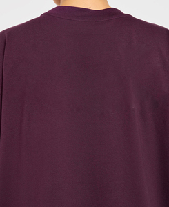 Camiseta Corta Morada Oversize para Mujer, Cuello Redondo, Manga Corta, Color Sólido, Ajuste Holgado, Tejido de Algodón Jersey, Transpirable, para Todas las Estaciones - Product Image 4