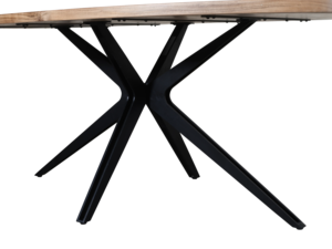 Mesa de Comedor de Madera de Acacia Industrial de Forma Orgánica con Patas Plegables de Metal Estilo Estrella, Ecológica, Duradera, para el Hogar, Cocina, Restaurante - Product Image 4