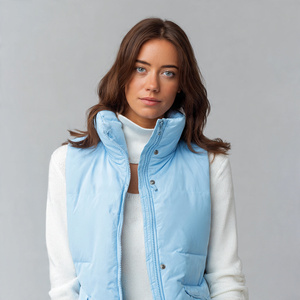 Gilet matelassé sans manches streetwear pour homme, couleur unie, chaud pour l'hiver - Product Image 2