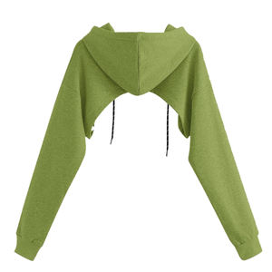 Conjunto de chándal con pantalones deportivos apilados, top corto con capucha y estampado personalizado, y pantalones de chándal acampanados para mujer - Product Image 5