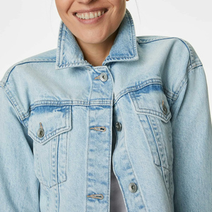 New Arrival Women's <b>Cropped</b> <b>Denim</b> <b>Jackets</b> Elastic Splice Casual Jean Top Long Sleeve Fashion Wear - Product Image 5