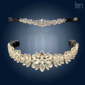 Diadema de cuero personalizada para caballo con cristales transparentes, diadema con broche a presión, accesorios ecuestres brillantes para caballo. - Product Image 4