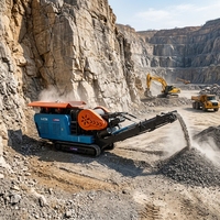 Concasseur à mâchoires sur chenilles UPESEN pour recyclage de béton et de débris avec séparateur magnétique, moteur AC, contrôle PLC, capacité 30-50T/H