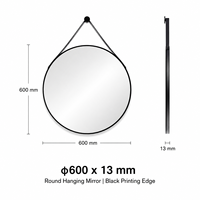Miroir mural avec chaîne, miroir rond décoratif suspendu pour la décoration bohème de la maison