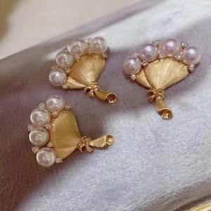 Pendientes de Cristal de Alta Gama con Diseño Retro de Espiga de Trigo, Populares, con Perlas de Agua Dulce, Colgante de Abanico, Joyería de Alta Gama - Product Image 3