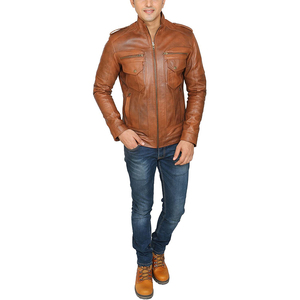 Chaqueta de cuero auténtica para hombre, edición limitada, estilo vintage, de piel de vaca genuina, chaqueta americana para hombre. - Product Image 4