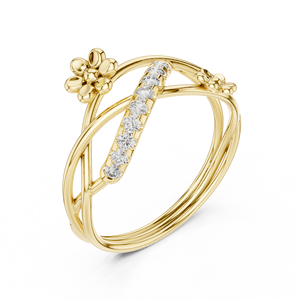 Spilt Shank <b>Infinity</b> loop Minimalist Round Cut Diamond Women's 14k Solid Yellow Gold Solitaire Ring For Engagement Wedding Gift - Product Image 3