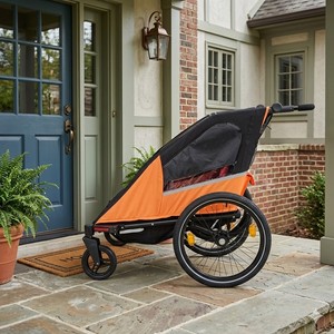 TC-2024T 3-in 1 Twin Baby Bike <b>Trailer</b> baby stroller for Convenient Outdoor Adventures - Product Image 3