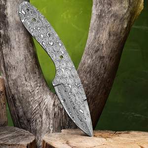 Cuchillo Táctico de Supervivencia de Acero de Damasco, Tipo RainDrop, Punta Recta, OEM/ODM Personalizable, Kit de Bricolaje para Camping, Skinner - Product Image 2