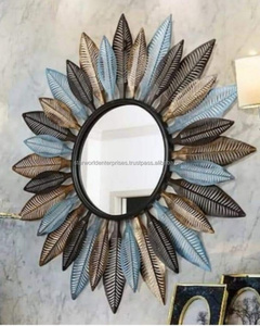 Miroir mural en métal de qualité plaqué or de style moderne décoration de salle de bain d'hôtel et de toilettes pour l'Inde verre fabriqué - Product Image 4