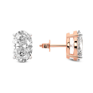 Orecchini a lobo da donna Gema Creative, classici ed eleganti, in oro massiccio 18k, con diamante ovale coltivato in laboratorio a quattro griffe, certificati IGI - Product Image 5