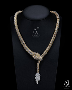 Collar de Cadena de Serpiente Chapado en Oro con Zirconia Engastada en Bisel, Conjunto de Joyas Vintage con Colgante de Plata para Regalo de Boda o Fiesta - Product Image 2