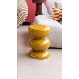 Table basse en métal en gros, table d'appoint créative empilable, finition jaune moutarde brillante, mobilier de salon moderne - Product Image 1