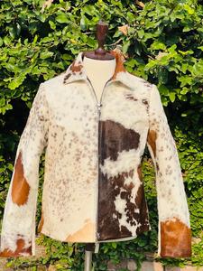 <b>Men's</b> Cowhide <b>Leather</b> <b>Jacket</b> With Animal Print Zipper Closure Turn-down Collar Casual Winter Wear Unisex <b>Leather</b> <b>Jackets</b> Hair on - Product Image 6