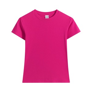 เสื้อยืดคอกลมแขนสั้นสีชมพูล้วนสำหรับผู้ชาย ทรงปกติ สไตล์ลำลอง - Product Image 1