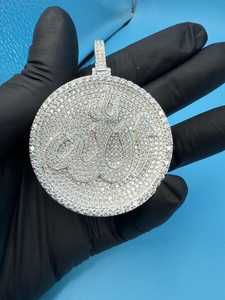 Pendentif Cercle Hip Hop en Argent 925 avec Symbole Religieux Islamique Allah, Sertissage Pavé de Pierres, pour Musulmans Arabes - Product Image 2