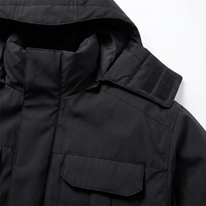<b>Men's</b> <b>Black</b> <b>Long</b> Windproof Puffer Jacket Thick Hooded Winter Workwear <b>Coat</b> Stand Collar Zipper - Product Image 4