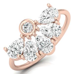 CVD Lab diamant poire forme bague de fiançailles demi fleur conçu diamant or massif Solitaire bague pour femmes bijoux minimalistes - Product Image 2